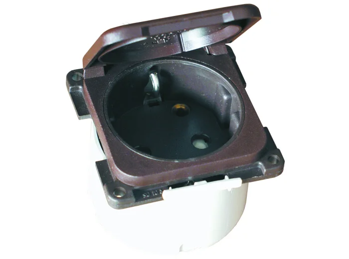  PRISE 230 V AVEC COUVERCLE SCHUKO - GRIS FONCE