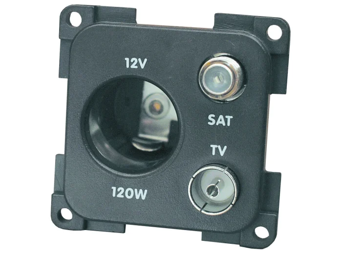  PRISE 12 V ALLUME-CIGARE + TV (9,5) + SAT - GRIS FONCE