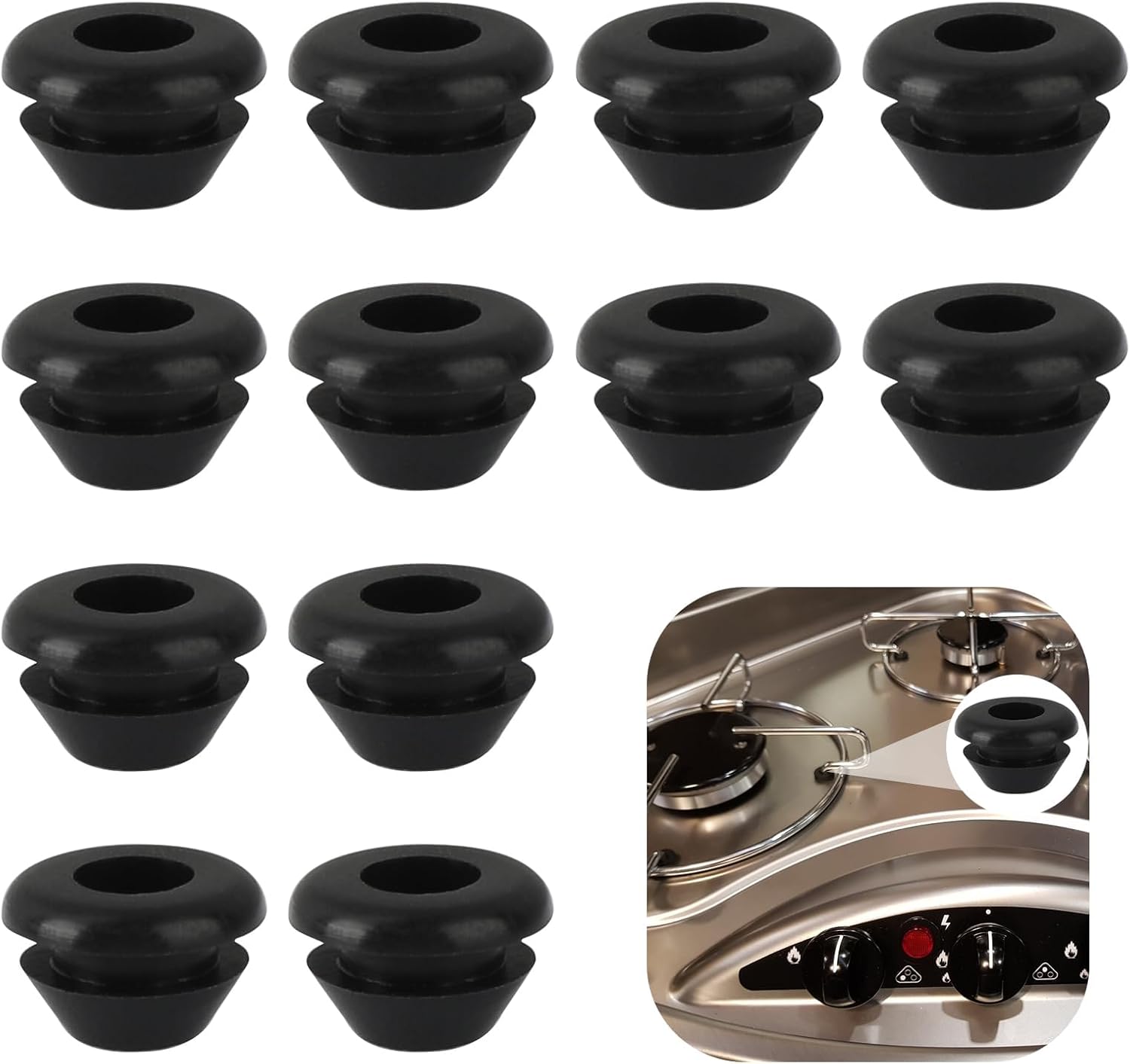  LOT 4 CACHE-TROUS EN CAOUTCHOUC NOIR 5MM