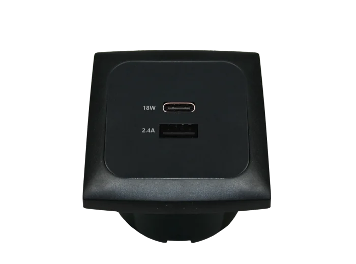  PRISE DOUBLE USB A+C MURALE NOIRE